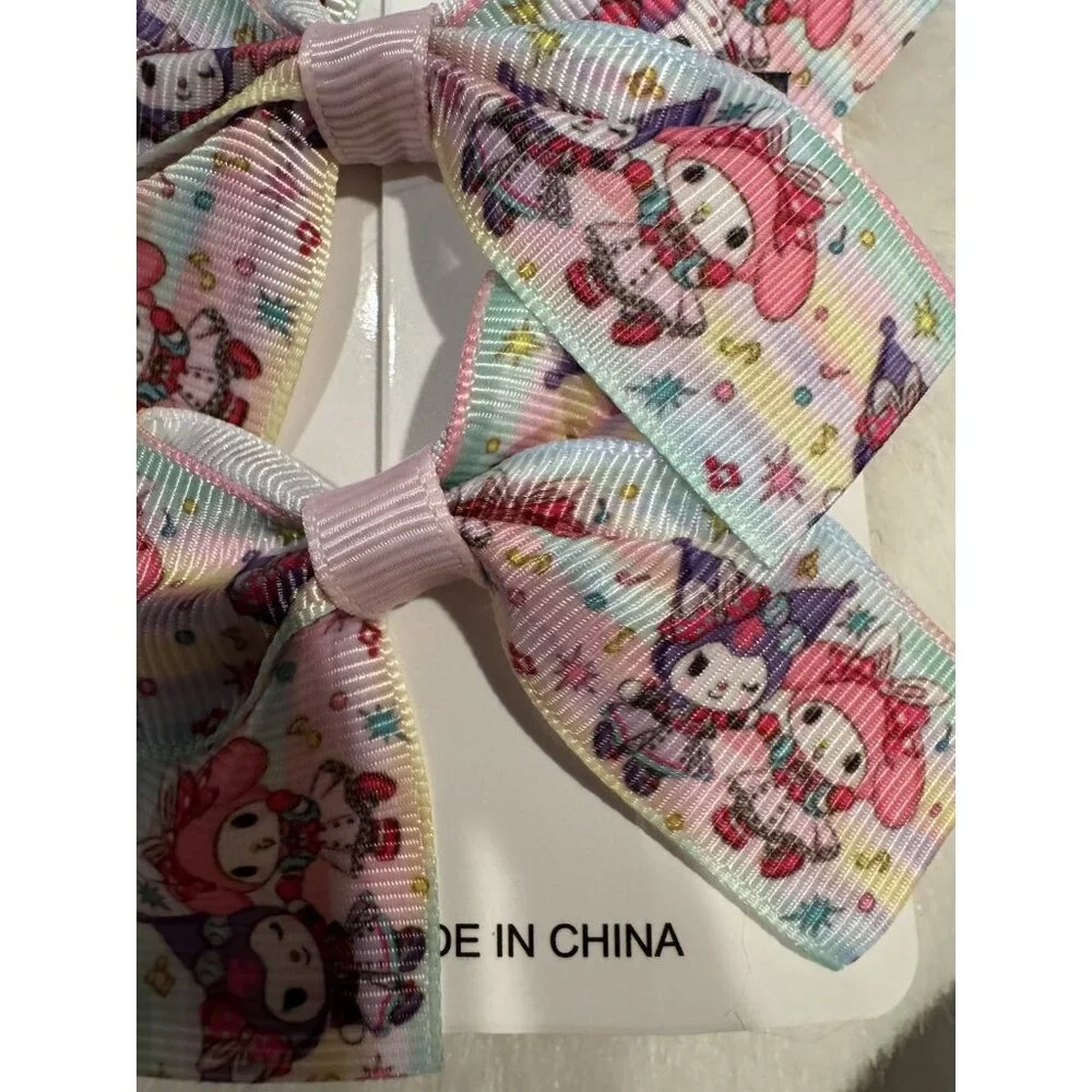 Hello Kitty Fashion Colorful Pink Hair Bow Cute Pink Hair Clip for Girls 4 PC